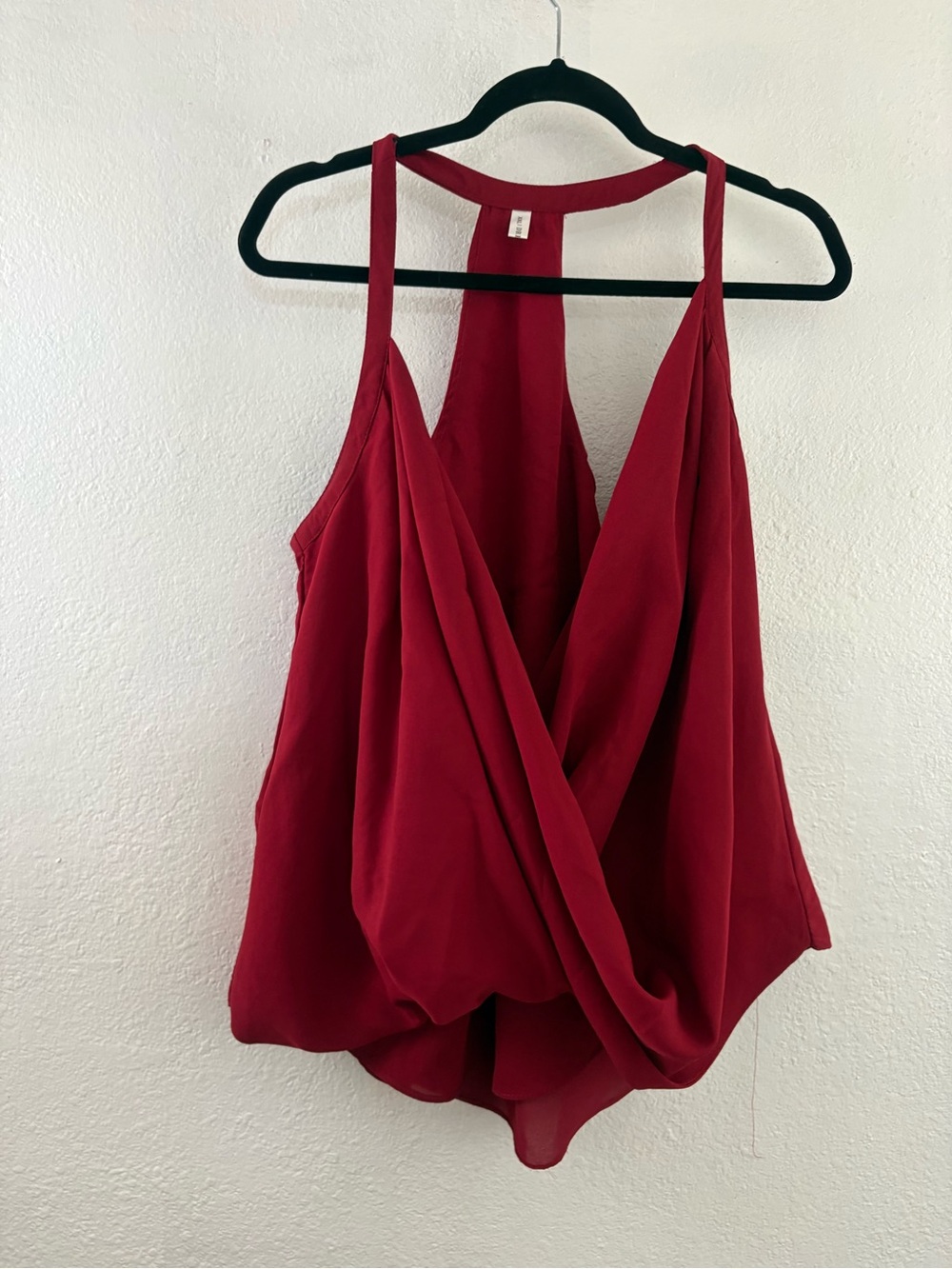Dressfo burgundy surplice draped halter top size XXL
